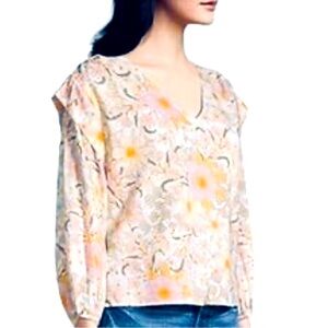 a.n.a White and Pink Relaxed Floral Blouse